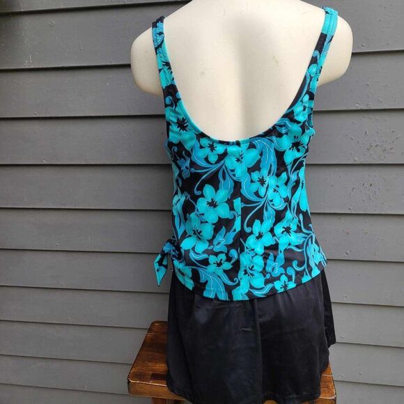 LeCove Blue Black One Piece Swim Suit size 14 - Picture 8 of 10